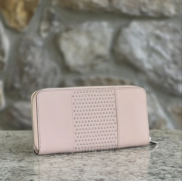 Michael Kors Jet Set Pink Studded Wallet - Picture 2 of 6